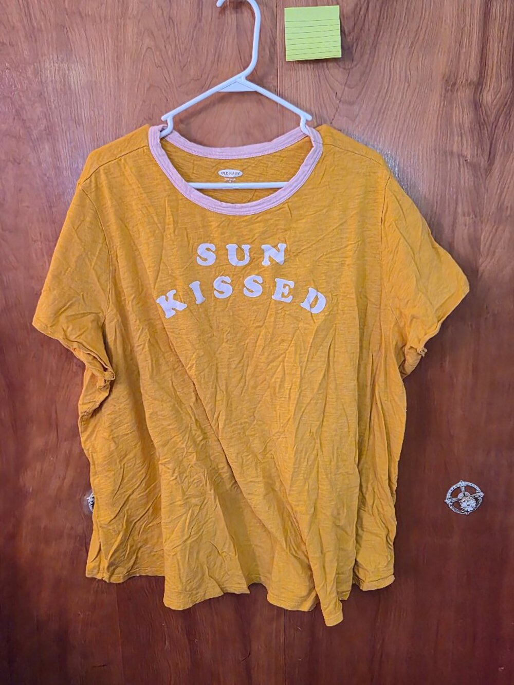 Old Navy "Sun Kissed" Graphic Tee | Women's 4X Plus | Mustard Yellow Ringer T-Sh